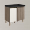 Balcao Com Tampo Canto Reto MDF Kali 12227 Carvalho Toq Off White Cetim Nicioli