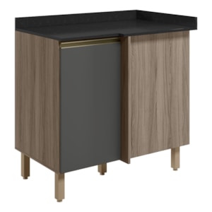 Balcao Com Tampo Canto Reto MDF Kali 12227 Nicioli Carvalho Toq Chumbo Balcao Com Tampo Canto Reto MDF Kali 12227 Nicioli Carvalho Toq Chumbo