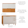 Balcao Com Tampo E Armario Aereo 120 cm MDF Bari Freijo Off Acetinado POLIMAN