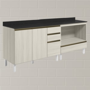 Balcao com Tampo e Balcao Forno MDF Kali Bianco Toq Bianco Toq Nicioli