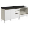 Balcao com Tampo e Balcao Forno MDF Kali Bianco Toq Branco Uv Nicioli
