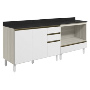 Balcao com Tampo e Balcao Forno MDF Kali Bianco Toq Branco Uv Nicioli