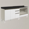Balcao com Tampo e Balcao Forno MDF Kali Bianco Toq Branco Uv Nicioli