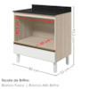 Balcao Com Tampo E Nicho Para Forno 1 Gaveta MDF 80 cm Kali 1640622 Bianco TOQ Branco Nicioli