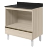Balcao Com Tampo E Nicho Para Forno 1 Gaveta MDF 80 cm Kali 1640622 Bianco TOQ Nicioli