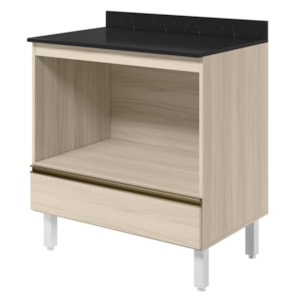 Balcao Com Tampo E Nicho Para Forno 1 Gaveta MDF 80 cm Kali 1640622 Bianco TOQ Nicioli