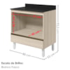 Balcao Com Tampo E Nicho Para Forno 1 Gaveta MDF 80 cm Kali 1640622 Bianco TOQ Nicioli