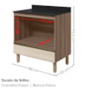 Balcao Com Tampo E Nicho Para Forno 1 Gaveta MDF 80 cm Kali 1640622 Carvalho TOQ Bianco Nicioli