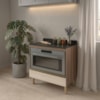 Balcao Com Tampo E Nicho Para Forno 1 Gaveta MDF 80 cm Kali 1640622 Carvalho TOQ Bianco Nicioli