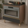 Balcao Com Tampo E Nicho Para Forno 1 Gaveta MDF 80 cm Kali 1640622 Carvalho TOQ Chumbo Nicioli