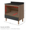 Balcao Com Tampo E Nicho Para Forno 1 Gaveta MDF 80 cm Kali 1640622 Carvalho TOQ Chumbo Nicioli