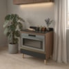 Balcao Com Tampo E Nicho Para Forno 1 Gaveta MDF 80 cm Kali 1640622 Carvalho TOQ Chumbo Nicioli