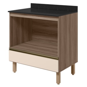 Balcao Com Tampo E Nicho Para Forno 1 Gaveta MDF 80 cm Kali 1640622 Carvalho TOQ Off White Nicioli