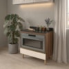 Balcao Com Tampo E Nicho Para Forno 1 Gaveta MDF 80 cm Kali 1640622 Carvalho TOQ Off White Nicioli