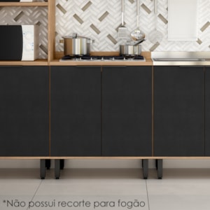 Balcao Com Tampo MDF 80 cm 2 Portas Tosc BT002 Freijo Nero MXM