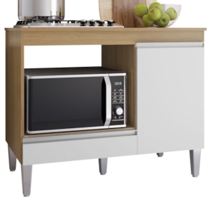 Balcao Com Tampo Para Cooktop 105 cm Carla Amendoa Branco REAJL Moveis