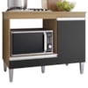 Balcao Com Tampo Para Cooktop 105 cm Carla Amendoa Preto REAJL Moveis