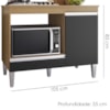 Balcao Com Tampo Para Cooktop 105 cm Carla Amendoa Preto REAJL Moveis