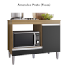 Balcao Com Tampo Para Cooktop 105 cm Carla Amendoa Preto REAJL Moveis