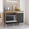 Balcao Com Tampo Para Cooktop 105 cm Carla Amendoa Preto REAJL Moveis