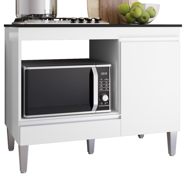 Balcao Com Tampo Para Cooktop 105 cm Carla Branco REAJL Moveis