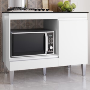 Balcao Com Tampo Para Cooktop 105 cm Carla Branco REAJL Moveis