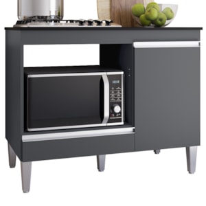 Balcao Com Tampo Para Cooktop 105 cm Carla Cinza REAJL Móveis Balcao Com Tampo Para Cooktop 105 cm Carla Cinza REAJL Móveis
