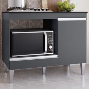 Balcao Com Tampo Para Cooktop 105 cm Carla Cinza REAJL Móveis