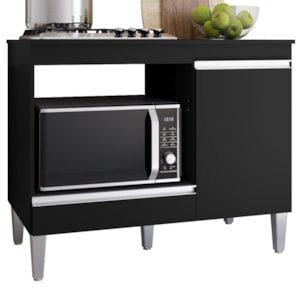 Balcao Com Tampo Para Cooktop 105 cm Carla Preto REAJL Moveis