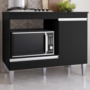 Balcao Com Tampo Para Cooktop 105 cm Carla Preto REAJL Moveis