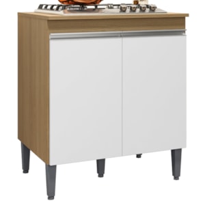 Balcao Com Tampo Para Cooktop 2 PT 79 cm Andreia Amendoa Branco REAJL Moveis