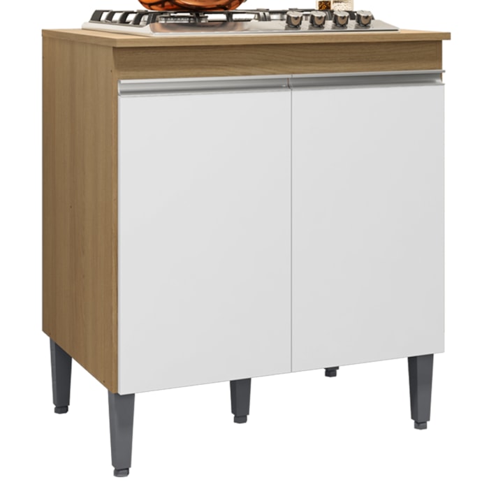 Balcao Com Tampo Para Cooktop 2 PT 79 cm Andreia Amendoa Branco REAJL Moveis