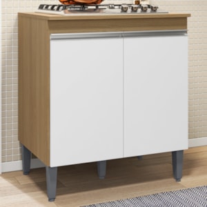 Balcao Com Tampo Para Cooktop 2 PT 79 cm Andreia Amendoa Branco REAJL Moveis
