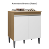 Balcao Com Tampo Para Cooktop 2 PT 79 cm Andreia Amendoa Branco REAJL Moveis