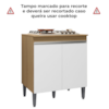 Balcao Com Tampo Para Cooktop 2 PT 79 cm Andreia Amendoa Branco REAJL Moveis