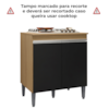 Balcao Com Tampo Para Cooktop 2 PT 79 cm Andreia Amendoa Preto REAJL Moveis
