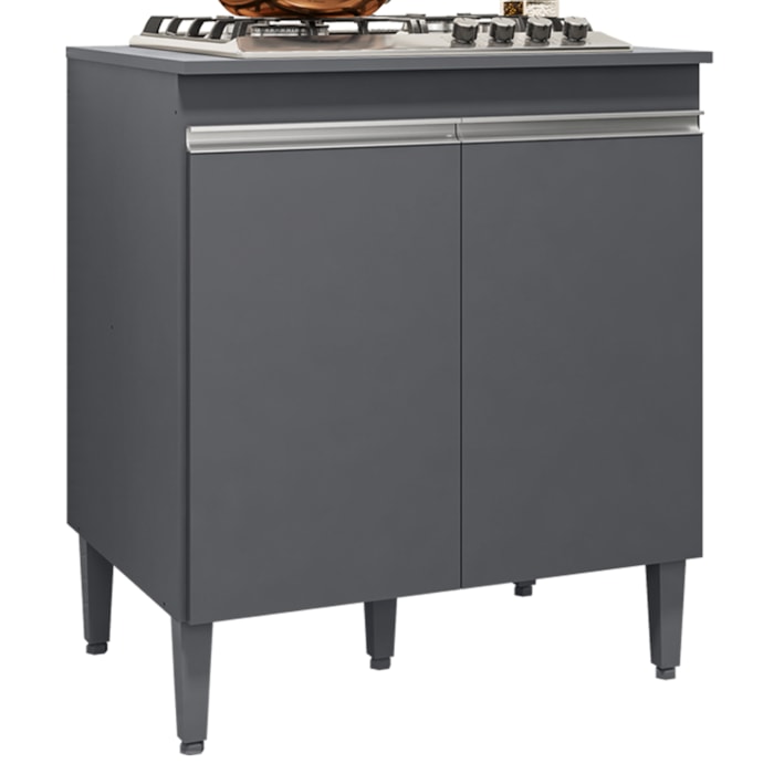 Balcao Com Tampo Para Cooktop 2 PT 79 cm Andreia Cinza REAJL Móveis