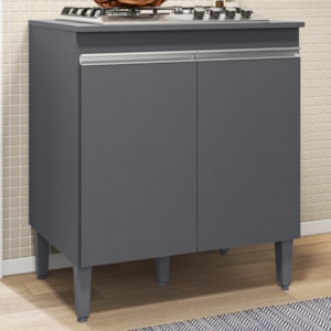 Balcao Com Tampo Para Cooktop 2 PT 79 cm Andreia Cinza REAJL Móveis