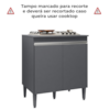 Balcao Com Tampo Para Cooktop 2 PT 79 cm Andreia Cinza REAJL Móveis