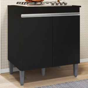 Balcao Com Tampo Para Cooktop 2 PT 79 cm Andreia Preto REAJL Moveis
