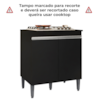 Balcao Com Tampo Para Cooktop 2 PT 79 cm Andreia Preto REAJL Moveis