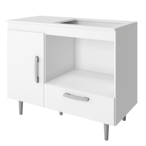 Balcao Com Tampo Para Cooktop 4 Bocas 1 Porta 105 cm Alecrim Branco POLIMAN