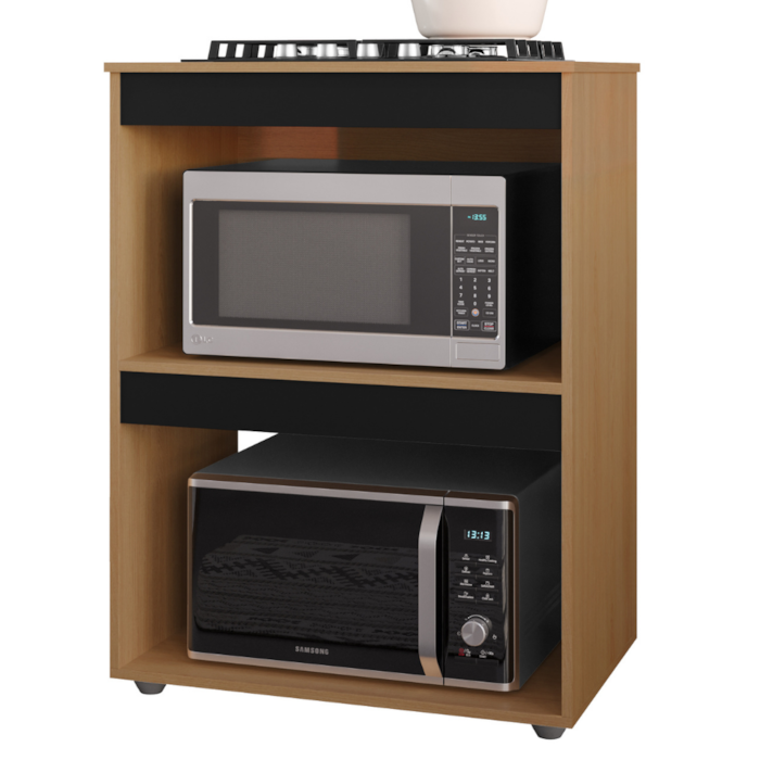 Balcao Com Tampo Para Forno e Cooktop 75 cm Adriana Amendoa Preto REAJL