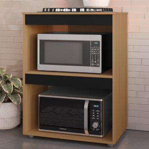 Balcao Com Tampo Para Forno e Cooktop 75 cm Adriana Amendoa Preto REAJL