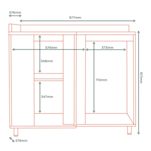 Balcao De Canto Reto MDF 98 cm Tosc BT004 Freijo Nero MXM