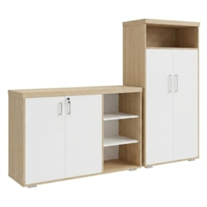 Balcao Escritorio 136 cm E Armario Com Nicho 173X90 cm Carvalho Branco Artany