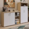 Balcao Escritorio 136 cm E Armario Com Nicho 173X90 cm Carvalho Branco Artany