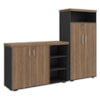 Balcao Escritorio 136 cm E Armario Com Nicho 173X90 cm Nogal Preto Artany