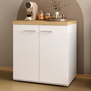 Balcao Escritorio 2 Portas 70 cm Olmo Branco Artany