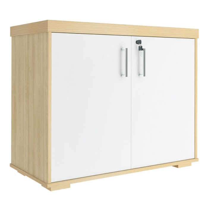 Balcao Escritorio 2 Portas 90 cm Carvalho Branco Artany